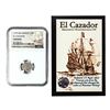 Image 1 : El Cazador Shipwreck (1772-83) Mexico 1/2 Real Silver Coin NGC Genuine w/ Story Card