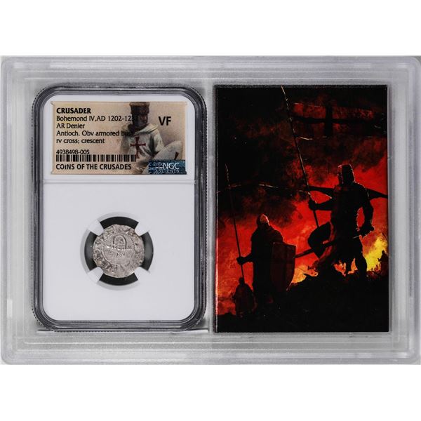 Crusader Bohemond IV, 1202-1232 AD AR Denier Ancient Coin NGC VF Story Box