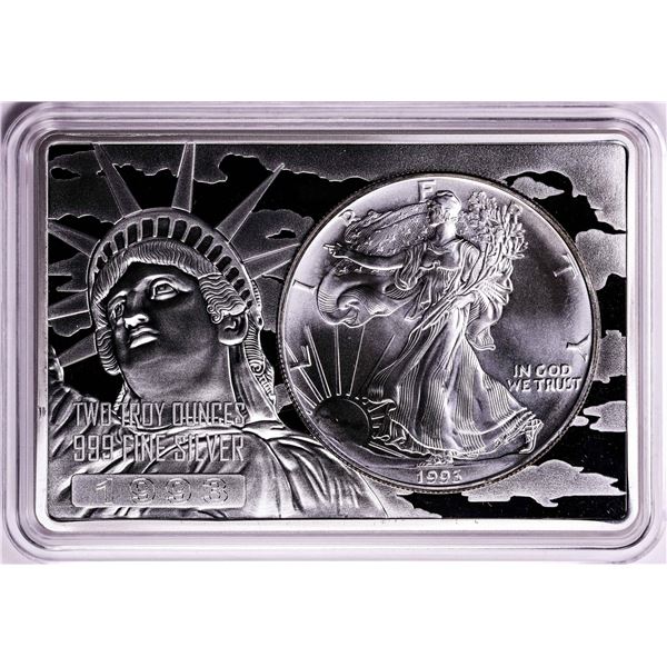 1993 $1 American Silver Eagle Coin & 2oz Silver Bar Set