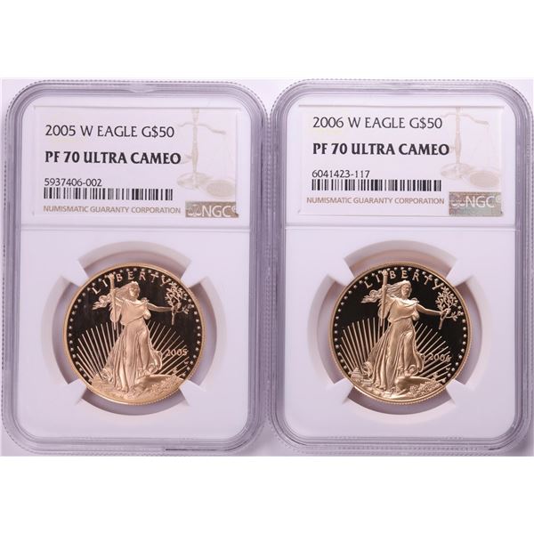 Lot of 2005-W & 2006-W $50 Proof American Gold Eagle Coins NGC PF70 Ultra Cameo