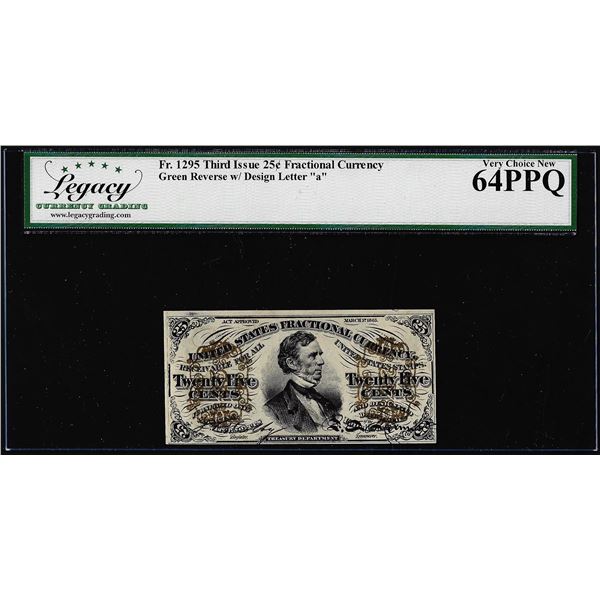 1863 3rd Issue 25 Cents Fractional Currency Note Fr.1295 Legacy Very Choice New 64PPQ