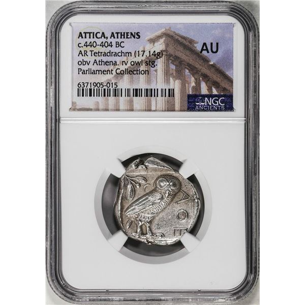 Ancient Greek 440-404 BC Attica Athens AR Tetradrachm Athena Owl Coin NGC AU