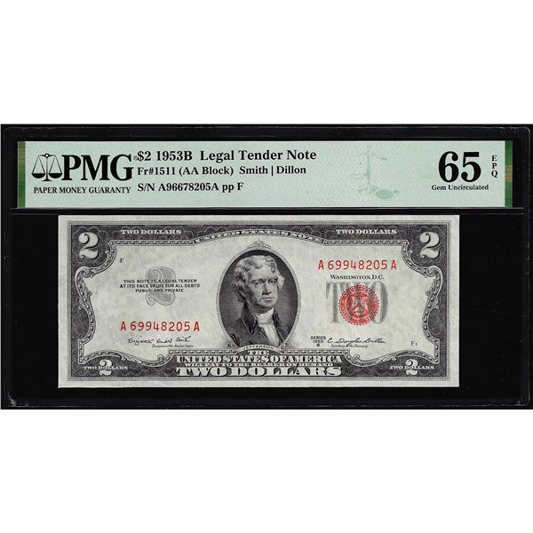 1953B $2 Legal Tender Note Fr.1511 PMG Gem Uncirculated 65EPQ