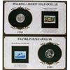 Image 2 : Lot of 1933 Walking Liberty & 1959 Franklin Half Dollar Coins and Stamp Panels