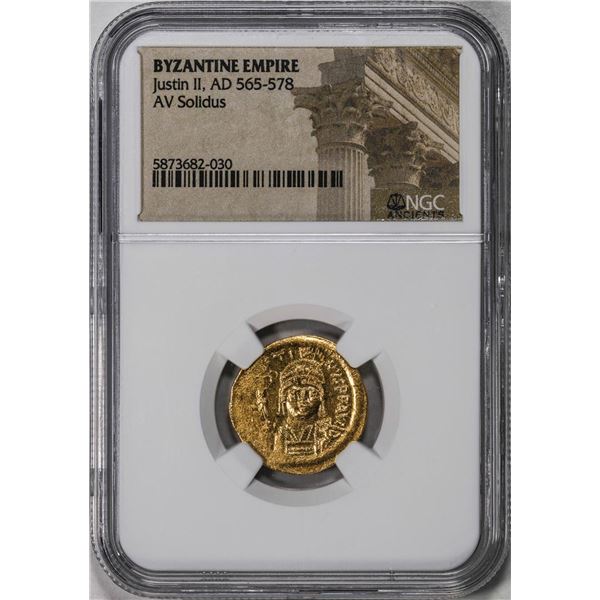 Byzantine Empire 565-578 AD Justin II Solidus Ancient Gold Coin NGC Certified