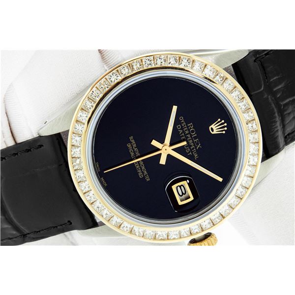 Rolex Men's Two Tone Black Onyx 2.75 ctw Diamond Datejust Wristwatch