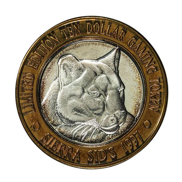 .999 Silver Sierra Sid's Sparks, Nevada $10 Casino Limited Edition Gaming Token