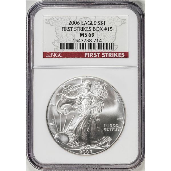 2006 $1 American Silver Eagle Coin NGC MS69 Box #15 First Strikes