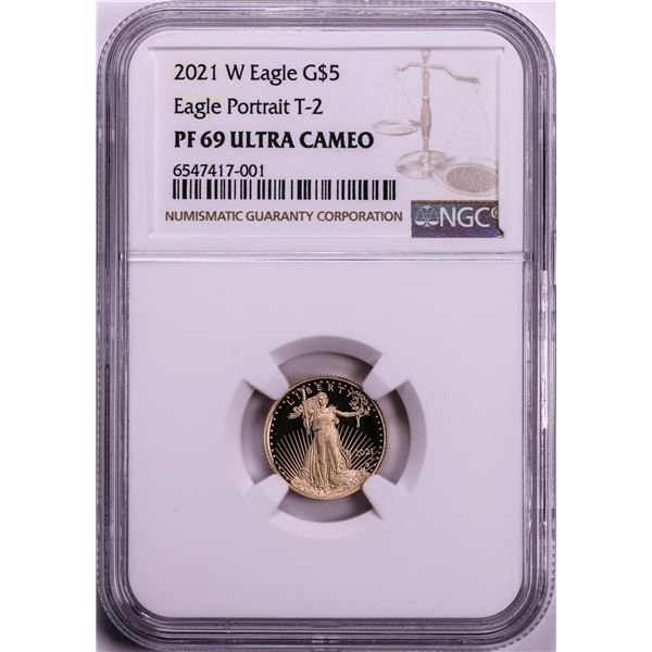 2021-W Type 2 $5 Proof American Gold Eagle Coin NGC PF69 Ultra Cameo