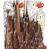 Image 2 : Charles Fazzino "A Melting Pot of Chocolate...NYC (Blue)" Limited Edition Serigraph