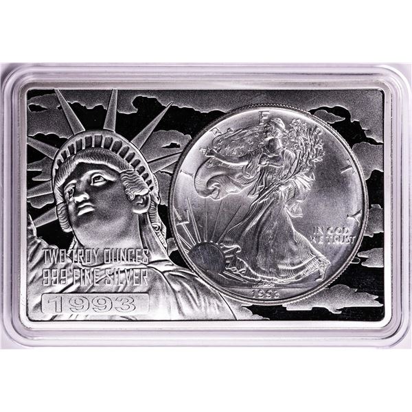 1993 $1 American Silver Eagle Coin & 2oz Silver Bar Set
