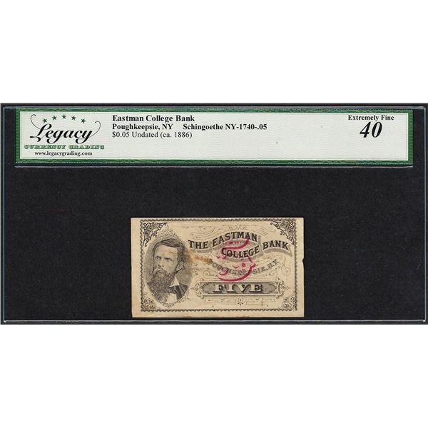 Eastman College Bank 5 Cents Poughkeepsie, NY Obsolete Note Legacy Extremely Fine 40