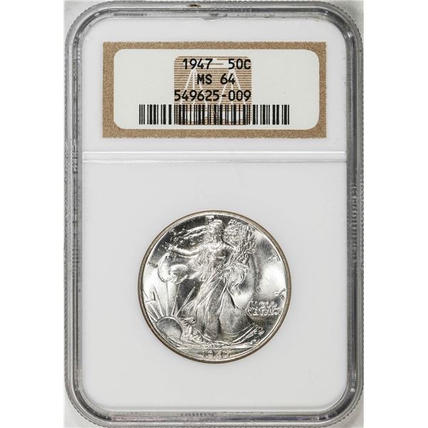 1947 Walking Liberty Half Dollar Coin NGC MS64