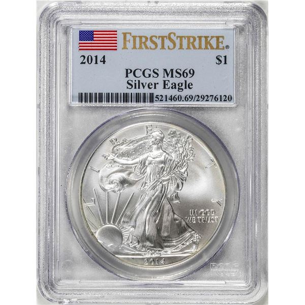 2014 $1 American Silver Eagle Coin PCGS MS69 First Strike