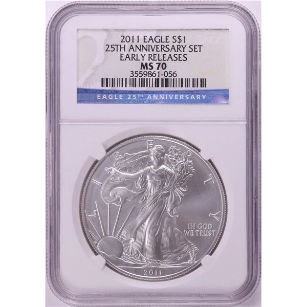 2011 $1 American Silver Eagle Coin NGC MS70 Early Releases