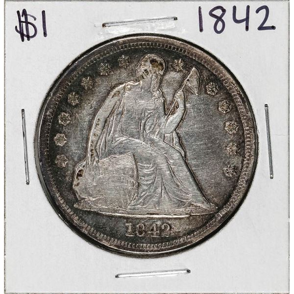 1842 $1 Seated Liberty Silver Dollar Coin
