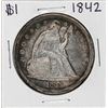 Image 1 : 1842 $1 Seated Liberty Silver Dollar Coin