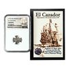 Image 1 : El Cazador Shipwreck (1772-83) Mexico 1/2 Real Silver Coin NGC Genuine w/ Story Card