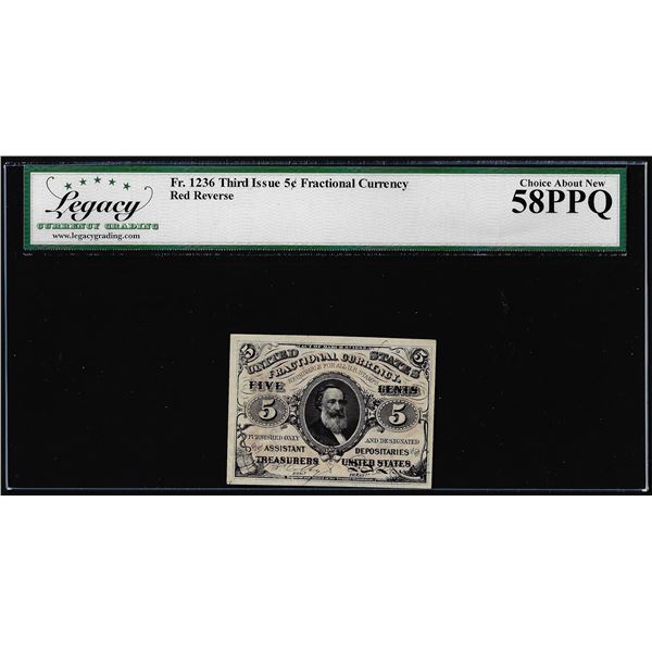 1863 Third Issue Five Cents Fractional Note Fr.1236 Legacy Choice About New 58PPQ