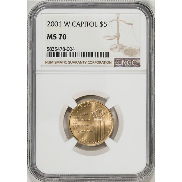 2001-W $5 Capitol Visitor Center Commemorative Gold Coin NGC MS70