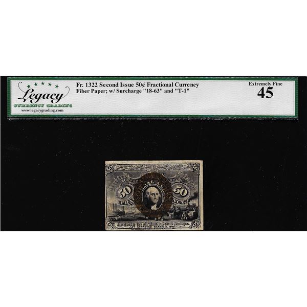 1863 Second Issue 50 Cents Fractional Currency Note Fr.1322 Legacy Extremely Fine 45
