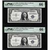 (2) Consecutive 1935G No Motto $1 Silver Certificate Notes PMG Gem Uncirculated 66EPQ