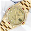Rolex Men's 18K Yellow Gold Champagne Diamond Day Date President Wristwatch