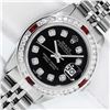 Image 1 : Rolex Ladies Stainless Steel Black Diamond & Ruby Datejust Wristwatch