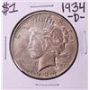 Image 1 : 1934-D $1 Peace Silver Dollar Coin