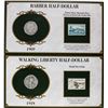 Image 2 : Lot of 1909 Barber & 1918-S Waking Liberty Half Dollar Coins and Stamp Panels