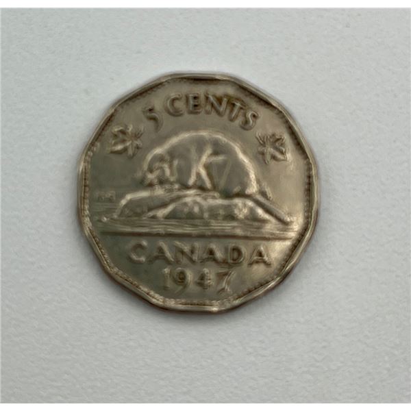 Scarce 1947 DOT variety Canada 5 cent