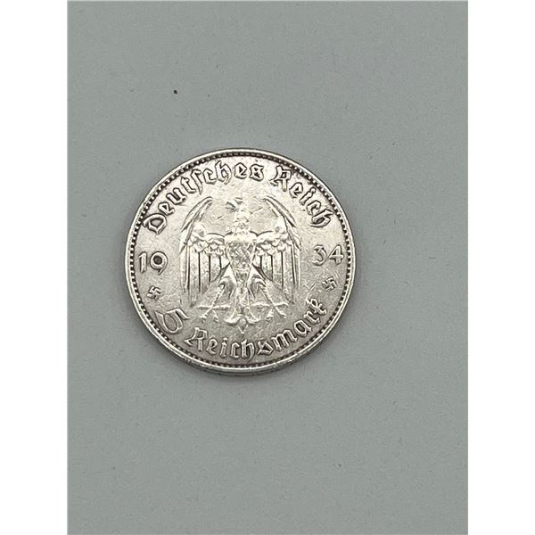 Germany 1934A Silver 5 mark