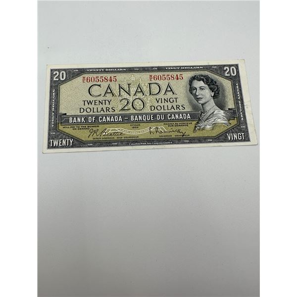High Grade 1954 Canada $20 banknote