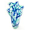 Image 2 : TRI-COLOR RUFFLED TOP GLASS VASE BLUE GREEN WHITE