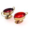 Image 1 : VINTAGE RUBY RED GLASS OVAL CREAMER & SUGAR SET