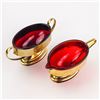 Image 2 : VINTAGE RUBY RED GLASS OVAL CREAMER & SUGAR SET