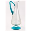 Image 1 : VINTAGE CLEAR & TEAL GLASS DECANTER OR PITCHER