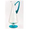 Image 2 : VINTAGE CLEAR & TEAL GLASS DECANTER OR PITCHER