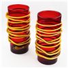 Image 2 : 2 LG. YELLOW SPIRAL RUBY RED BLOWN ARTGLASS VASES