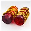 Image 8 : 2 LG. YELLOW SPIRAL RUBY RED BLOWN ARTGLASS VASES