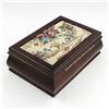 Image 3 : VINTAGE LOCKING WOODEN JEWELRY BOX - TAPESTRY LID