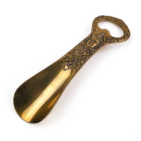 THAILAND THAI BRASS SHOE HORN BOTTLE OPENER