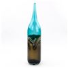 Image 1 : BLOWN ART GLASS MUTLI & TEAL COLOR BOTTLE VASE