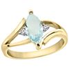 Image 1 : 0.94 CTW Aquamarine & Diamond Ring 10K Yellow Gold - REF-27H5M