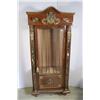 Image 1 : An Empire Style Mahogany and Walnut Vitrine, with Green Marble and Figural Brass Elements.