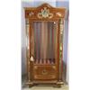 Image 1 : An Empire Style Mahogany and Walnut Vitrine, with Green Marble and Figural Brass Elements.