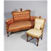 Image 1 : An American Renaissance Revival Carved Walnut and Burled Walnut Sofa and Side Chair, Late 19th Centu