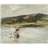 Image 1 : John Dirk Bowie (1860-1914) Figures in a Landscape with River, Oil on canvas,