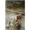Image 4 : John Dirk Bowie (1860-1914) Figures in a Landscape with River, Oil on canvas,