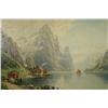 Image 1 : C. Bertold (Swiss, b.1870) Alpine Lake Scene, Oil on canvas,